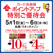 カード会員様ポイントアップ特別ご優待会(26/5/1→6)