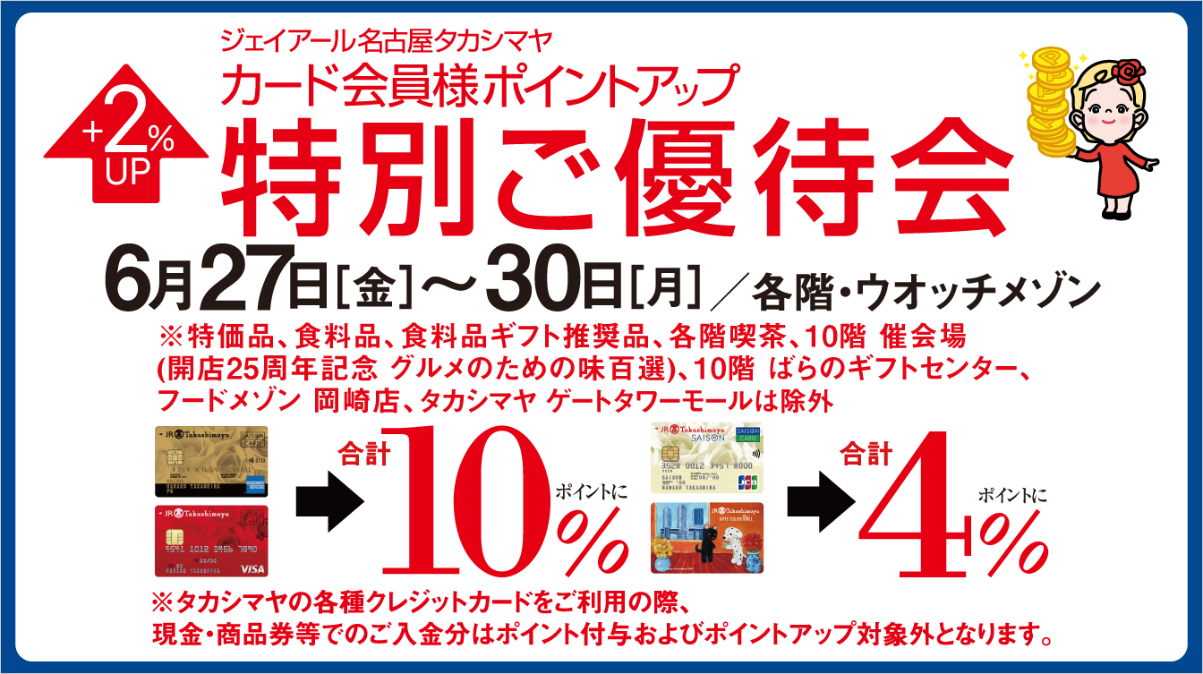 ジェイアール名古屋タカシマヤ カード会員様ポイントアップ特別ご優待会(25/6/27→30)