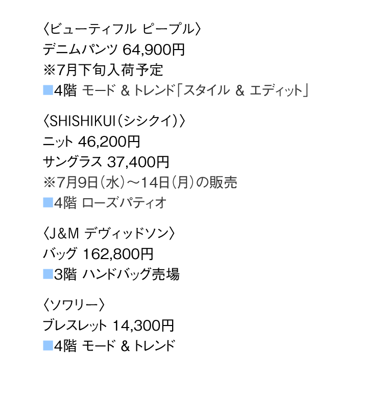 牛仔裤“SHISHISHIKUI”针织衫、太阳镜“J&M DAVIDSON”包“Soierie”手镯