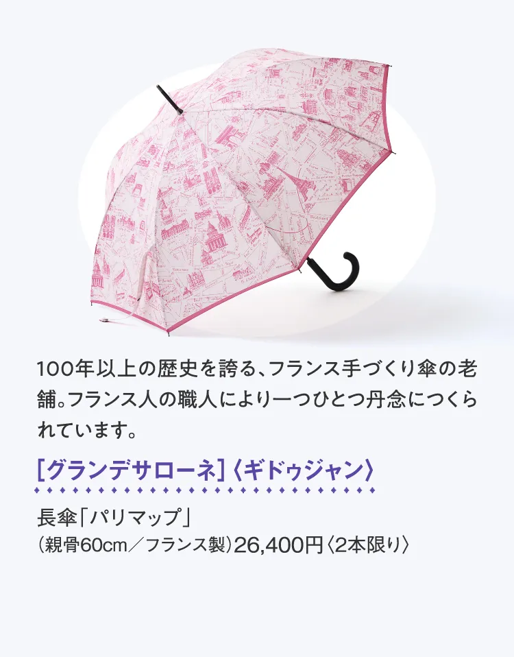 ［グランデサローネ］〈ギドゥジャン〉長傘「パリマップ」