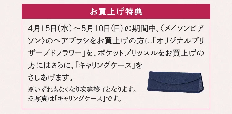 お買上げ特典 オリジナルプリザーブドフラワー キャリングケース
