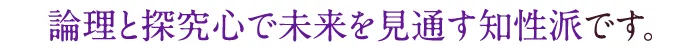 論理と探究心で未来を見通す知性派です。