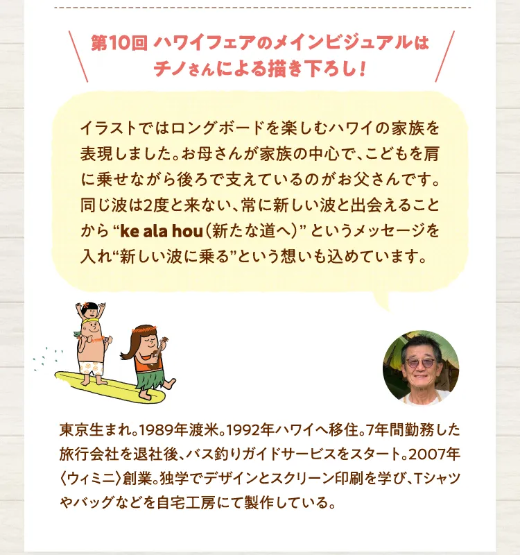 第10回 ハワイフェアのメインビジュアルはチノさんによる描き下ろし！