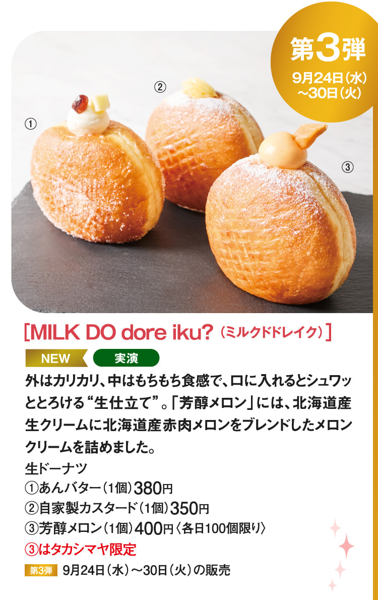 ［MILK DO dore iku? （ミルクドドレイク）］あんバター、自家製カスタード、芳醇メロン