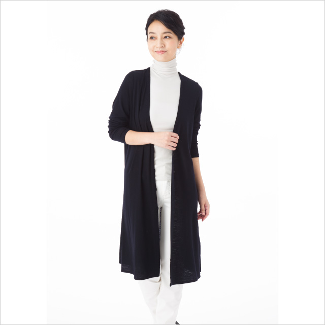 未使用級 elyts エリッツ ロングカーディガン F　グレー elyts☆黒 カーディガン （ウール ニット アゼ編み - スタイル